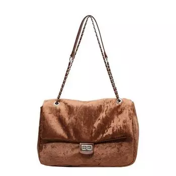 Winter large-capacity underarm bag women s bag 2024 winter new retro tote bag fashion chain shoulder messenger bag чёрный