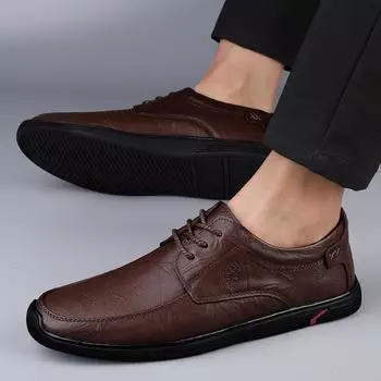Winter leather shoes men s leather lace-up velvet men s business dress casual leather shoes versatile British single shoes can be 38