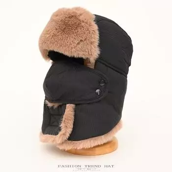 Winter Lei Feng Cap Male Padded Thickened Warm Cycling Face Protection Neck Cold Hat Female One Ear Protection Cap One Size верблюд