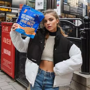 winter loose bread clothes clothes female students Korean version of fashion jackets spliced down jackets M белый