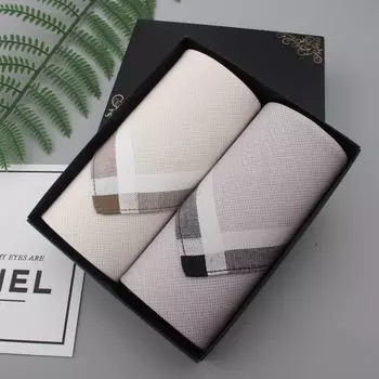 [Winter Love Song] Pure Cotton Men Handkerchief Cotton Handkerchief Men s and Women s Neutral Soft Sweat-Absorbent Gift Box Love song: beige + Gray