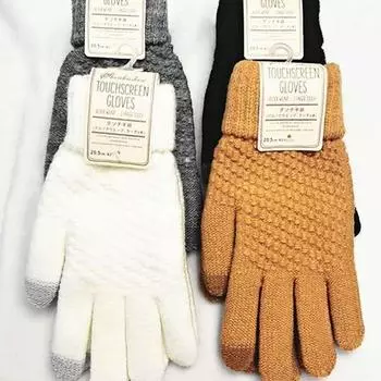 Winter Male and Female Students Jacquard Touch Screen Plus Velvet Thickened Couples Warm Gloves One Size