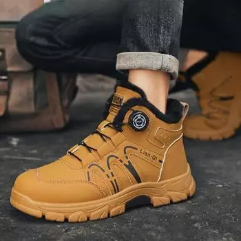 Winter Martin Boots Men s Velvet Warm Cotton Shoes High-top Fashion Men s Shoes British Style Tooling Boots 39 чёрный