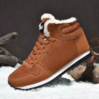Winter Men Ankle Boots Warm Plush Suede Snow Boots Unisex Women Outdoor Non-slip Hiking Shoes Big Size 48 Zapatillas Hombre Male 38 серый