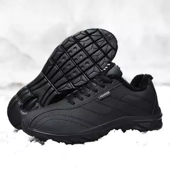 Winter Men Boots Waterproof Snow Boots Comfortable Sneakers Men Work Casual Shoes Non-slip Light Rubber Sole Walk Shoes Men 6 чёрный