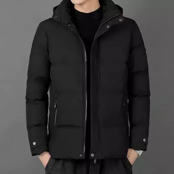 Winter Men Busines Fashion Hooded Fleece Warm Thick Parkas Fur Windproof Parka Jacket Men Classic Casual Jacket Men S синий