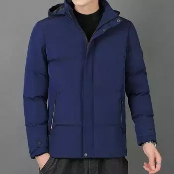 Winter Men Busines Fashion Hooded Fleece Warm Thick Parkas Fur Windproof Parka Jacket Men Classic Casual Jacket Men XXXXXL чёрный