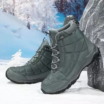 Winter Men Casual Hiking Boots Waterproof Cold Resistant with Fleece Insulation Winter Snow Boots Outdoor Adventure Cotton Shoes 39 серый
