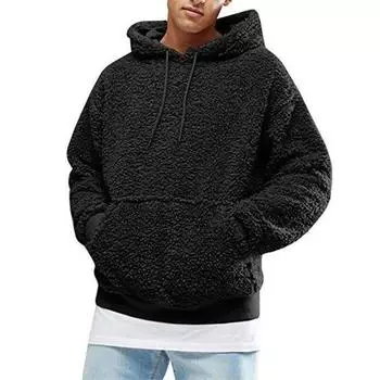 Winter Men Fluffy Hoodie Pullover Fleece Sweatshirt Hooded Coat Sweater Jumpers XL