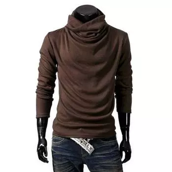 Winter Men Long Sleeve Cowl Neck Basic Sweater Shirts Jumper Tops Casual Thermal Tag M=US XS