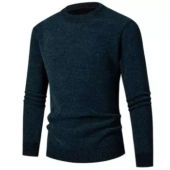 Winter Men s Business Casual Sweater Crew Neck Long Sleeve Plush Bottom Shirt M