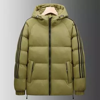 Winter Men s Cotton Jacket Hooded Short Loose Couple Cotton Jacket Bread Jacket S чёрный