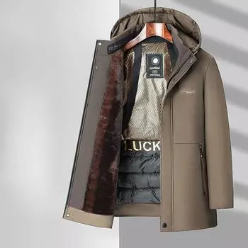 Winter Men s Cotton-padded Clothes Black and Gold Warm Down Thickened Cotton-padded Jackets Business Casual Down Cotton-padded Clothes 170 чёрный