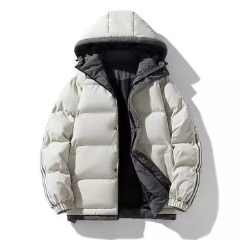 Winter Men s Cotton-padded Fake Two-piece Thickened Cotton-padded Warm Jacket Korean Version Loose M