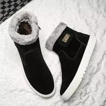 Winter men s cotton shoes velvet casual shoes fashion high-top warm snow boots trend mid-tube cotton shoes 39
