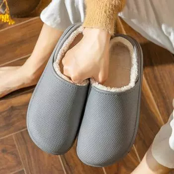 Winter Men s Korean Cotton Shoes Plus Velvet Thickened Warm Slippers Waterproof Anti-slip Comfortable Couples Snow Cotton Shoes 3637 оранжевый