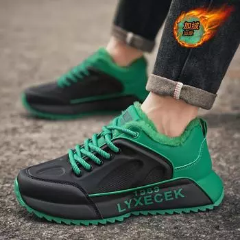 Winter men s low-top velvet thickened warm sports casual shoes outdoor platform dad shoes trendy men s cotton shoes 39