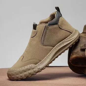 Winter men s shoes fleece warm and cold cotton shoes men s snow boots medium help non-slip labor shoes men s one-pedal shoes 39 серый