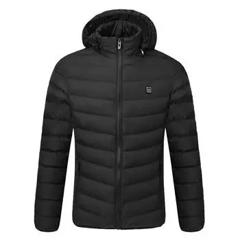 Winter Men s Smart USB Abdominal Back Electric Heating Warm Down Cotton Jacket XXXL чёрный