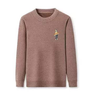 Winter Men s Sweater with Velvet and Thickened Low Round Neck Knitted Sweater Base Layer Warm Chenille All-in-one Velvet Top M