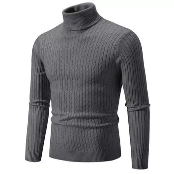 Winter Men s Sweaters High Collar Solid Color Pullover Knitted Warm Casual Turtleneck Sweatwear Woolen Mens Outdoor Tops XXL белый