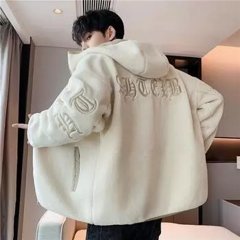 Winter Men s Teen Hooded Jacket Fleece Thickened Men s Jacket M