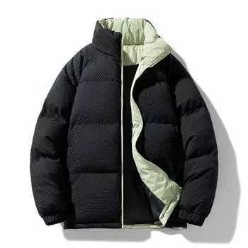 Winter Men s Thick Cotton Jacket, Men s Warm and Versatile Bread Jacket, Cotton Jacket XXXL чёрный