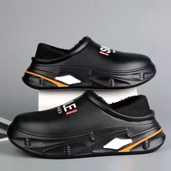 Winter Men Women Warm Slippers Cotton Slippers Indoor Outdoor Waterproof Warm Shoes Mens Couple Home Bedroom Plush Warm Slippers 36-37