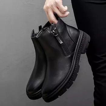 Winter Mens Boots Luxury Brand Formal Chelsea Boots New Genuine Leather Outdoor Warm Snow Ankle Boots for Men Dress Casual Shoes 38