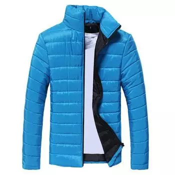 Winter Mens Warm Hoodie Bubble Coats Padded Puffer Jacket Quilted Zip Outwear Up Blue,L