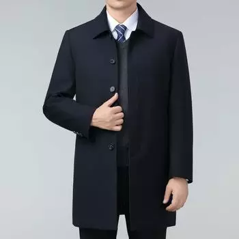 Winter mid-length removable mink velvet liner windbreaker men s business casual middle-aged dad warm civil servant coat 170