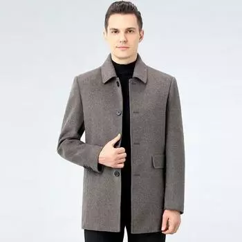 Winter middle-aged double-sided woolen cashmere coat men s mid-length woolen woolen business casual coat 170