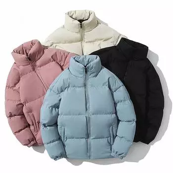 Зимняя новая пуховая хлопковая мужская хлебная одежда корейская версия тренда утолщенное все пальто большого размера хлопковое однотонное мужское M