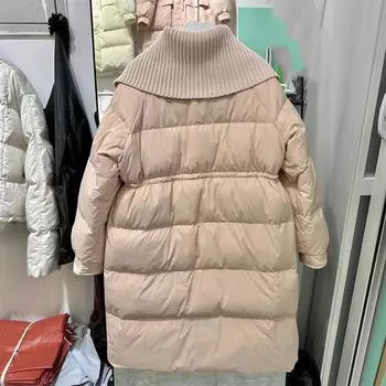 Winter New Down Jacket Women s 2025 Medium and Long Knitted Collar Waist and Thin Decorative Warm Versatile Jacket S recommends within 65 kg