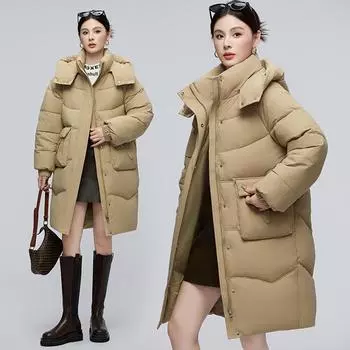Winter New Fashion, Loose and Fashionable Detachable Hat Padded Jacket Women s Mid-length Thickened Waist Jacket M