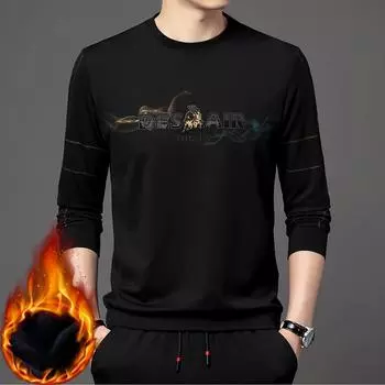 Зимняя новая флисовая толстовка с капюшоном, мужская теплая повседневная футболка с длинным рукавом с принтом и длинными рукавами для мужчин M