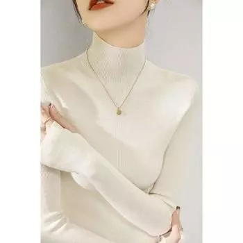 Winter New High Neck Long Sleeves Inner Bottoming Shirt 2024 Fashionable Stylish Finger Set Design Silm Tops Female