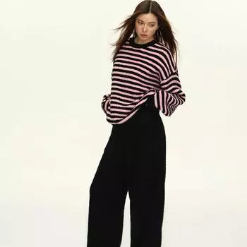 Winter New Home Wear Striped Long Sleeved Pijamas Suit Half Flannel Thick Warm Sleepwear Loungewear Loose Casual Nightwear One Size