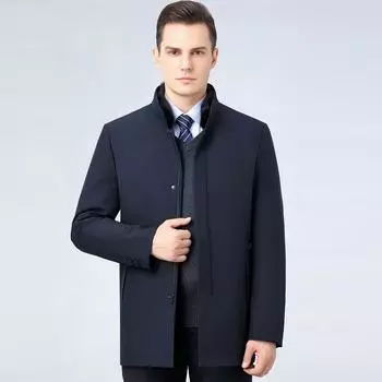 Winter new men s down jacket middle-aged casual single-breasted lapel daddy thickened windbreaker 170