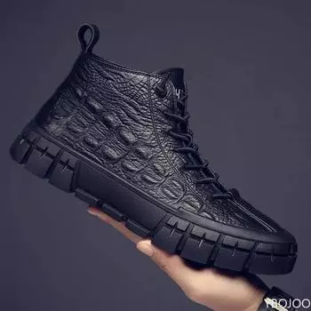 Winter New Men s High-Top Simple Temperament Leisure Leather Shoes for Man Mid-Top Boots Light Weight British Wild Trendy Shoes 38