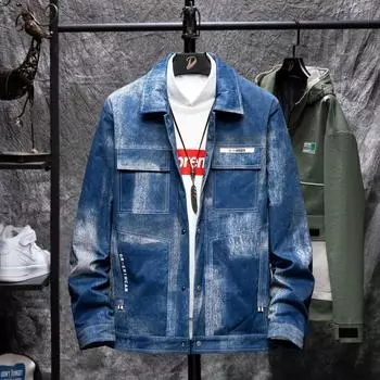 Winter New Men s Korean Letter Printed Denim Lapel 80 White Duck Down Light Down Jacket Trendy Couple Coat M