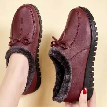 Winter new mother cotton shoes women s winter velvet soft sole comfortable and warm middle-aged and elderly cotton boots flat-bottomed non-slip 35 чёрный