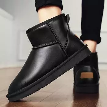 Winter new snow boots men s northeast velvet thickened warm cotton boots outdoor casual men s boots medium cotton shoes 36 чёрный
