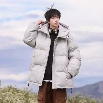 Winter new style simple warm hooded fashionable couple s same style men s cotton casual jacket M