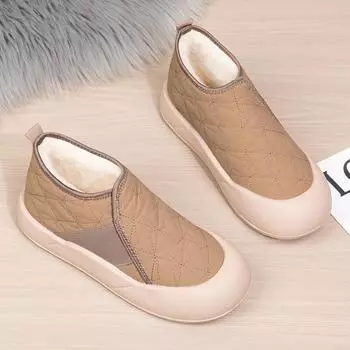 Зимние новые толстые нескользящие утолщенные теплые водонепроницаемые легкие повседневные хлопковые ботинки для снега 35 чёрный