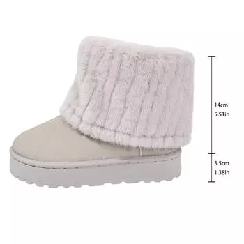 Winter new thick-soled sleeve short plush snow boots women s medium tube splicing foreign trade 44 size boots 36