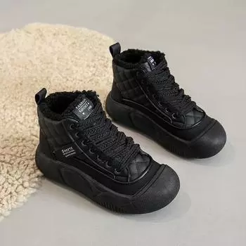 Winter new women s high-top cotton shoes fashionable outdoor velvet casual shoes trendy warm women s shoes 35