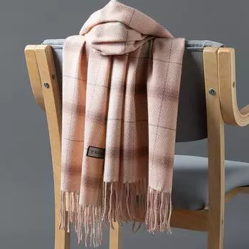 Winter New Women S Rainbow Scarf Plaid Imitation Cashmere Tassel Warm Shawl Versatile Fashion Thick Windproof Scarf 70*200cm