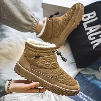 Winter Northeast velvet thickened warm cotton shoes thick-soled down cloth cold-proof outdoor leather boots trendy tooling shoes men s shoes 39 серый