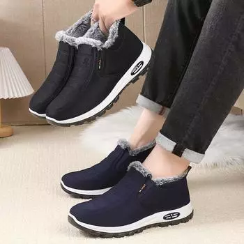 Winter old Beijing cloth shoes men s velvet thickened walking shoes for the elderly warm non-slip wear-resistant dad cotton shoes 39 чёрный